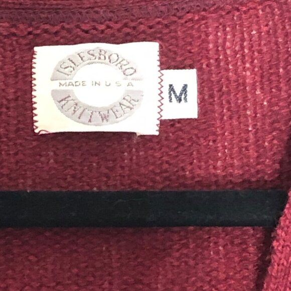 Islesboro Knit Wear Vintage Wool Knit Sweater Mens Size Medium Burgundy Red - Picture 4 of 8